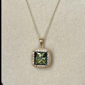 18k Gold Over Silver Mystic Topaz LC White Sapphire Pendant Necklace, 18" $575